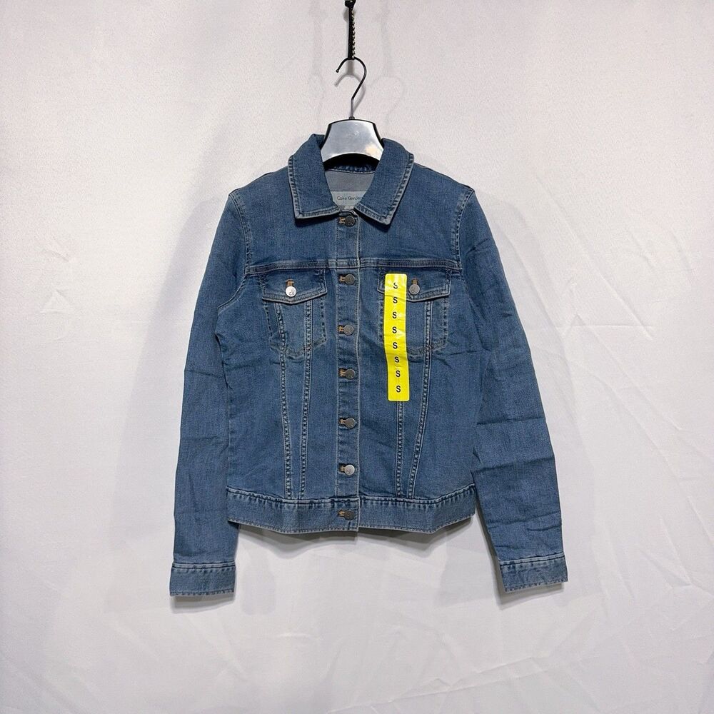 Calvin Klein Women’s S Jeans Classic Trucker Jacket Moonlight Dust Stretch Denim